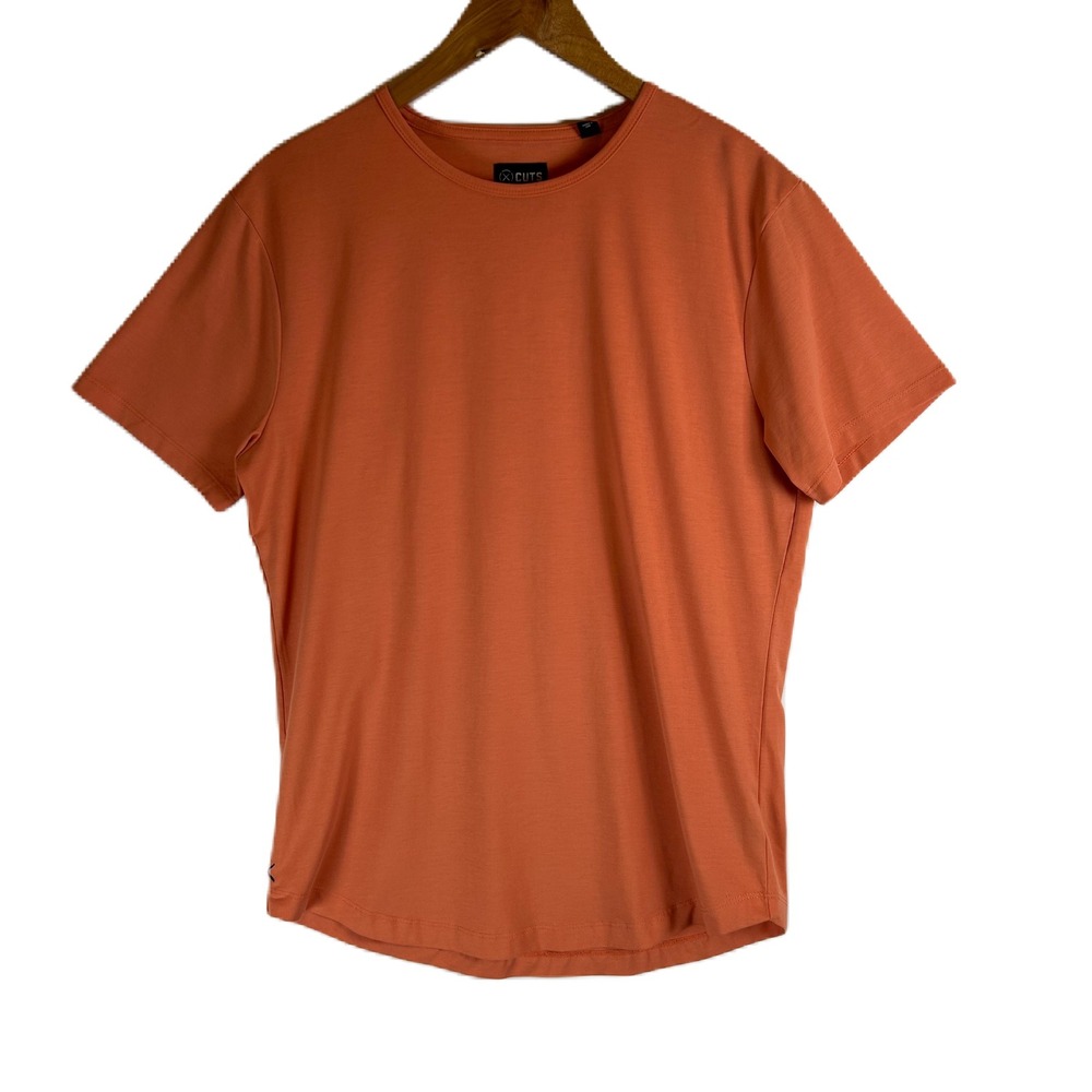 Cuts Curve-Hem T-Shirt Mens Large Clay Orange PYCA Pro Crew Neck MT10005